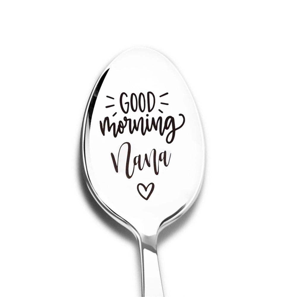 Good Morning Coffee Spoon Stainless Steel Spoon Gift for Nana Papa Mom