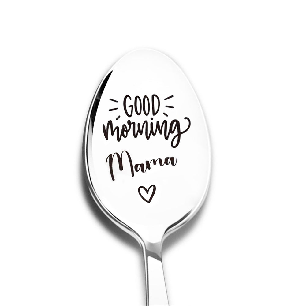 Good Morning Coffee Spoon Stainless Steel Spoon Gift for Nana Papa Mom
