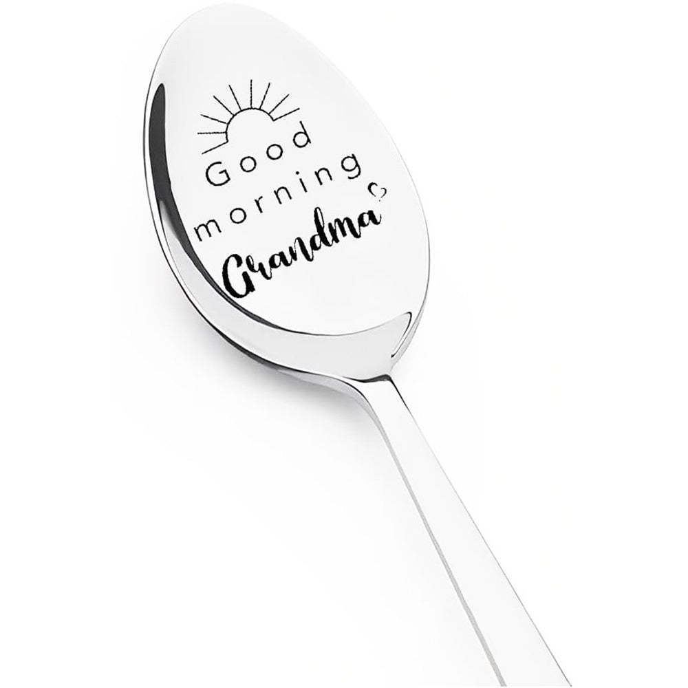 Good Morning Coffee Spoon Stainless Steel Spoon Gift for Nana Papa Mom