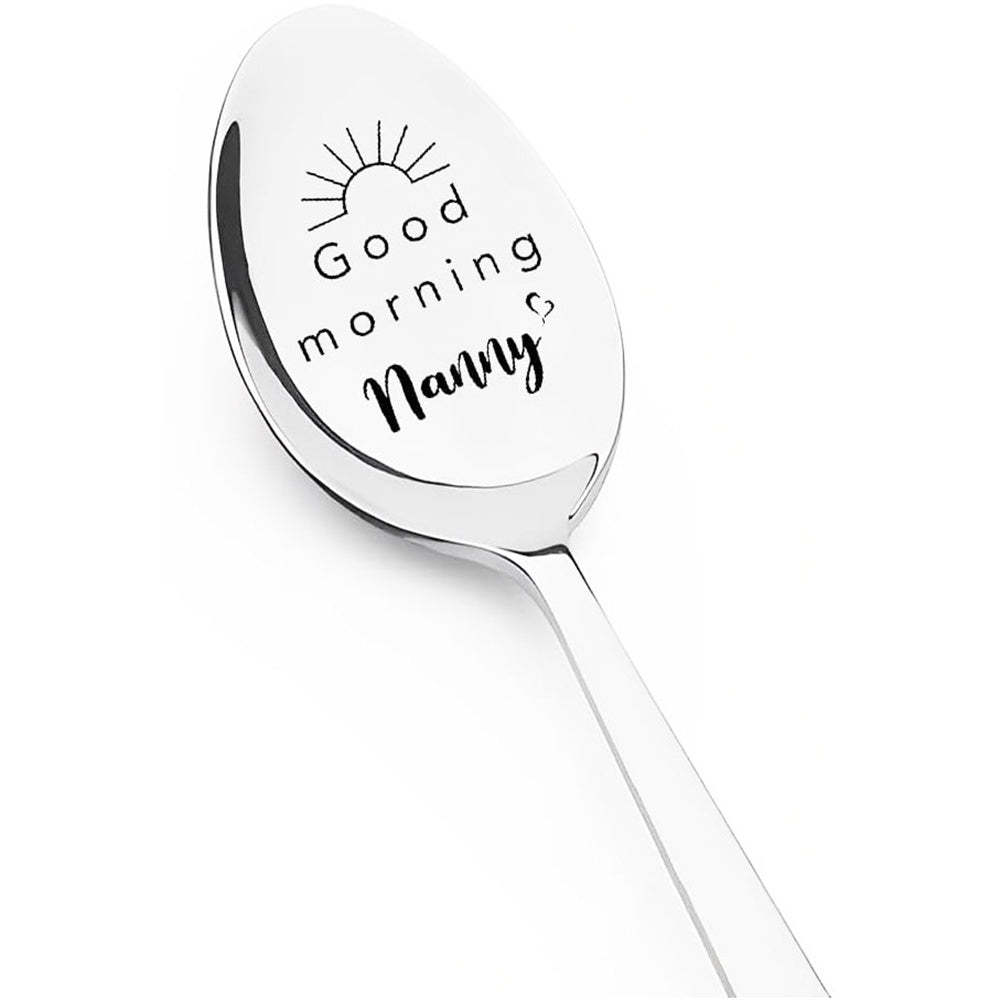 Good Morning Coffee Spoon Stainless Steel Spoon Gift for Nana Papa Mom