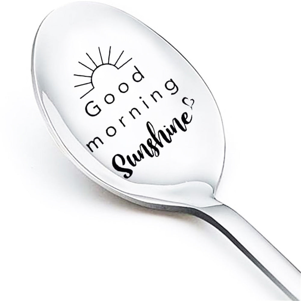 Good Morning Coffee Spoon Stainless Steel Spoon Gift for Nana Papa Mom