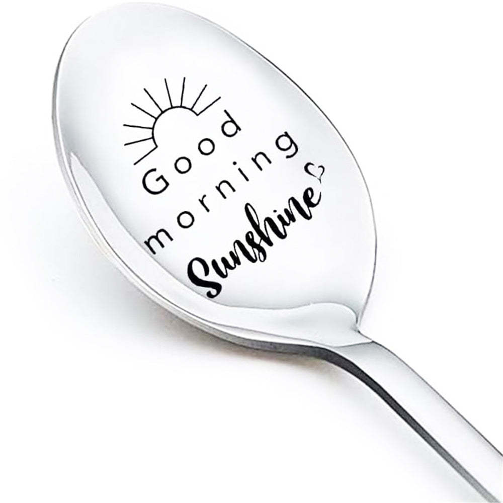 Good Morning Coffee Spoon Stainless Steel Spoon Gift for Nana Papa Mom