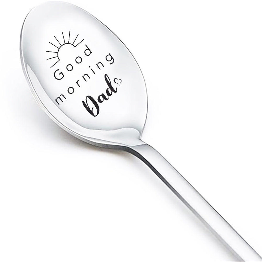 Good Morning Coffee Spoon Stainless Steel Spoon Gift for Nana Papa Mom