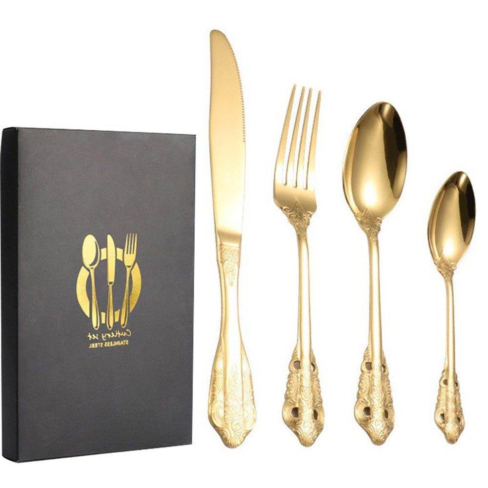 Wedding Stainless Steel Knives and Forks Vintage Embossed Cutlery Gift for Wedding