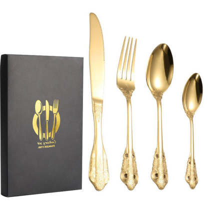 Wedding Stainless Steel Knives and Forks Vintage Embossed Cutlery Gift for Wedding