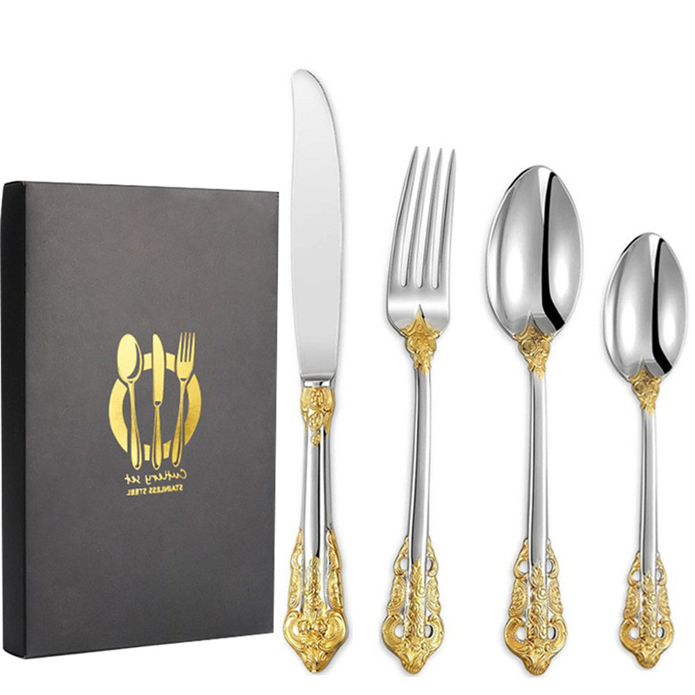 Wedding Stainless Steel Knives and Forks Vintage Embossed Cutlery Gift for Wedding