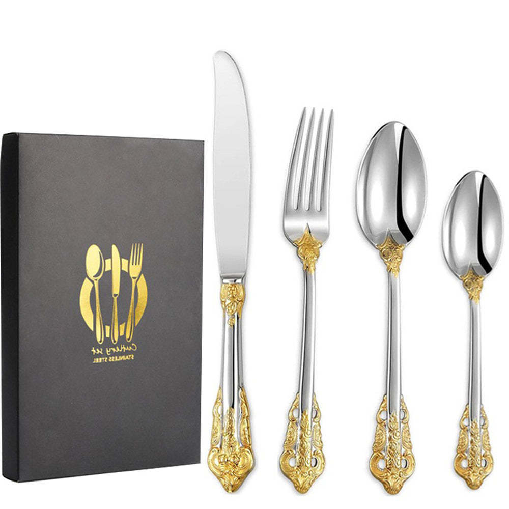 Wedding Stainless Steel Knives and Forks Vintage Embossed Cutlery Gift for Wedding