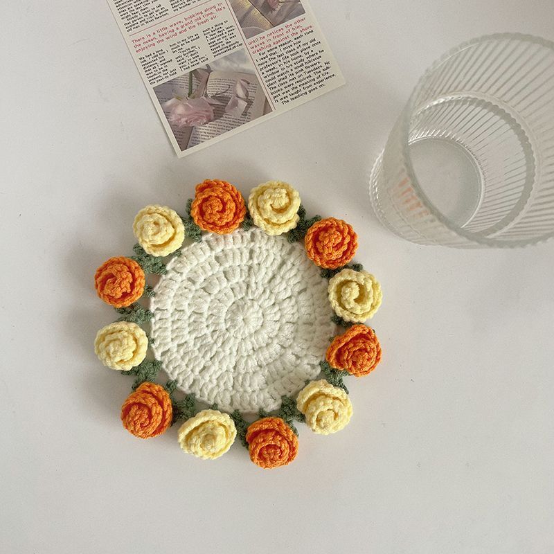 Handmade Crochet Flower Coaster Crochet Flower Bouquet Coaster Gift for Her