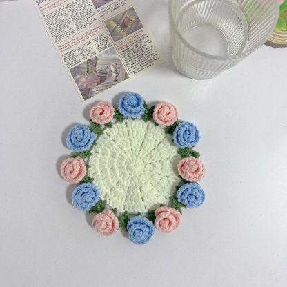 Handmade Crochet Flower Coaster Crochet Flower Bouquet Coaster Gift for Her