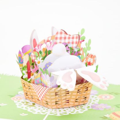 Easter Bunny Basket 3D Pop Up Greeting Card