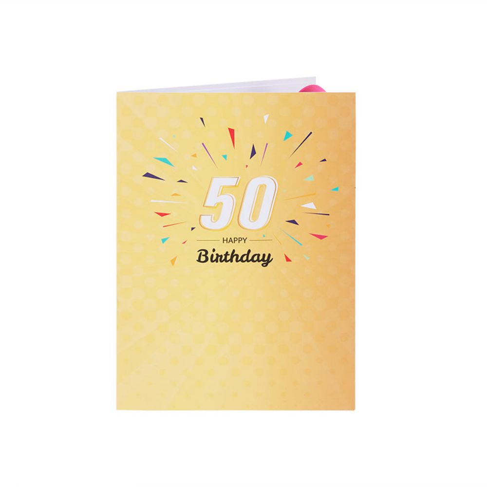 Lights and Music 50th Happy Birthday 3D Pop Up Greeting Card for Her or Him