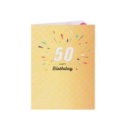 Lights and Music 50th Happy Birthday 3D Pop Up Greeting Card for Her or Him