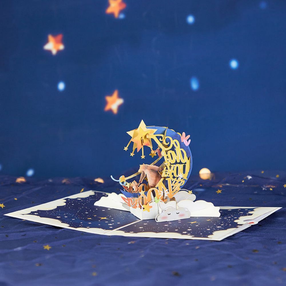 Love You To The Moon and Back Wedding 3D Pop Up Greeting Card for Mom