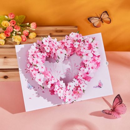 Cherry Blossom Tree Heart Pop Up Card Flower 3D Pop Up Greeting Card