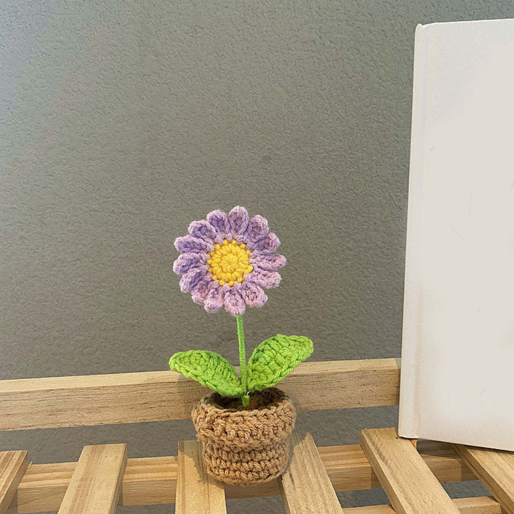 Handmade Crochet Flowers Completed Hand Woven Knitted Potted Plants Gift for Handicraft Lover