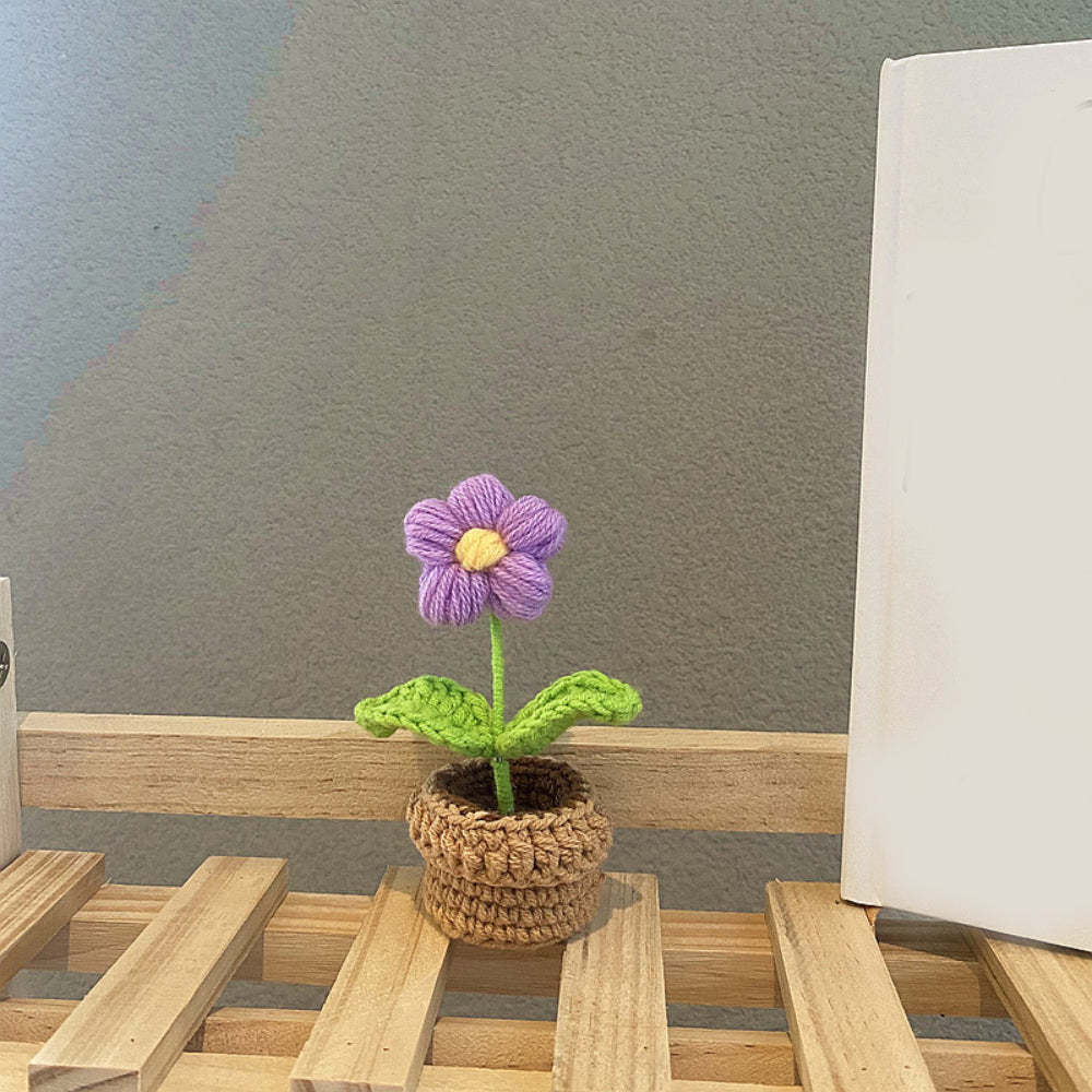 Handmade Crochet Flowers Completed Hand Woven Knitted Potted Plants Gift for Handicraft Lover