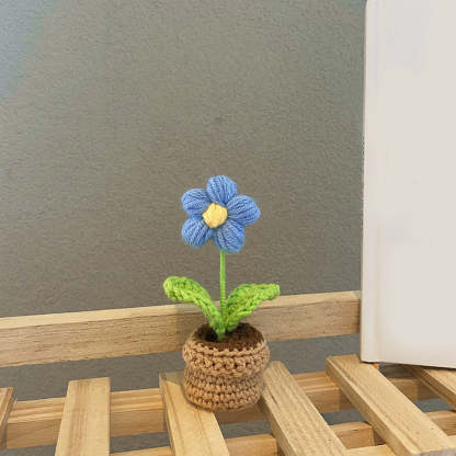Handmade Crochet Flowers Completed Hand Woven Knitted Potted Plants Gift for Handicraft Lover