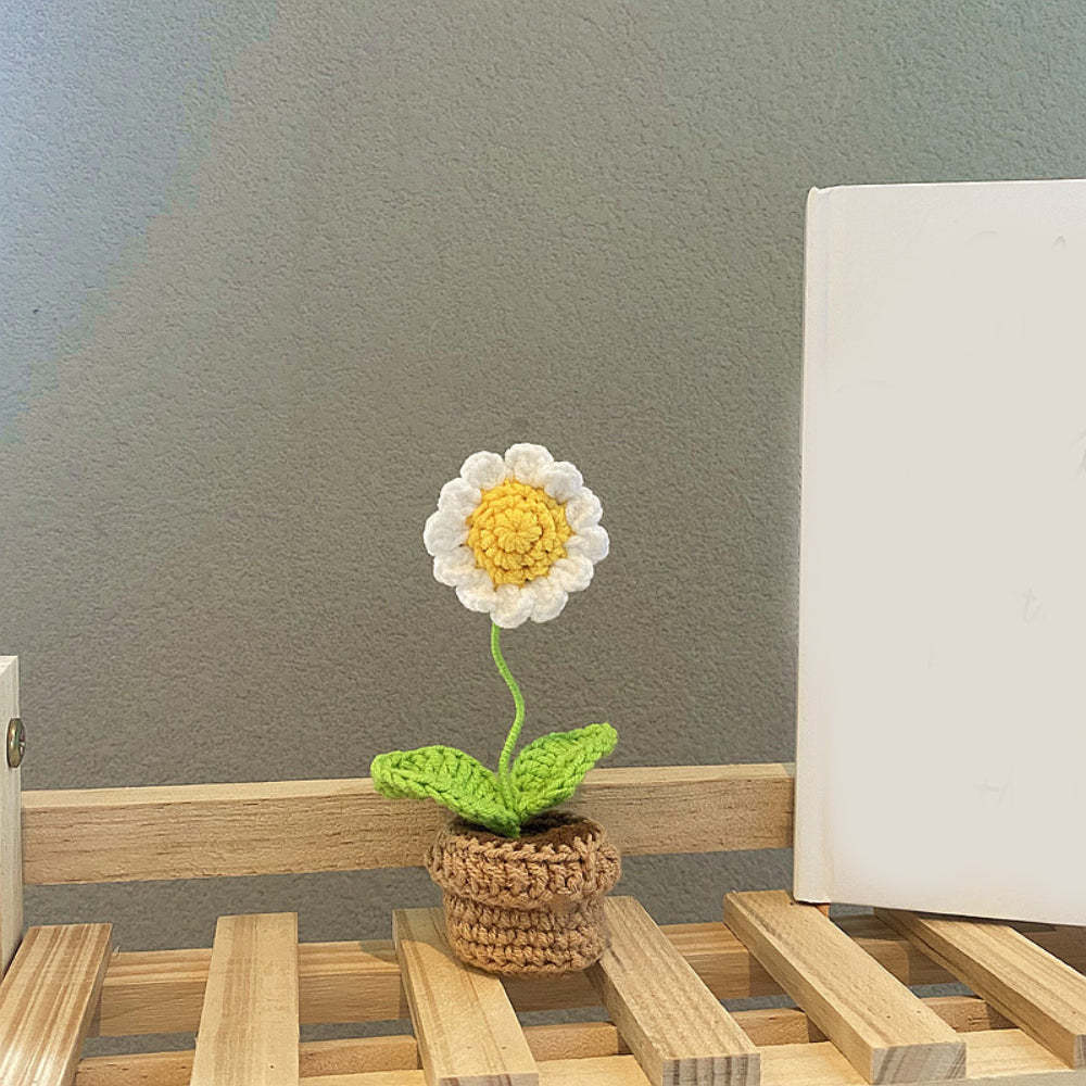 Handmade Crochet Flowers Completed Hand Woven Knitted Potted Plants Gift for Handicraft Lover