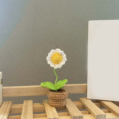 Handmade Crochet Flowers Completed Hand Woven Knitted Potted Plants Gift for Handicraft Lover
