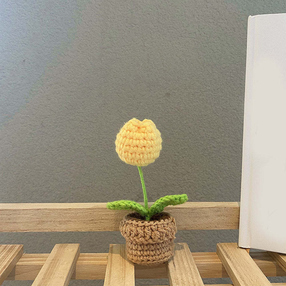 Handmade Crochet Flowers Completed Hand Woven Knitted Potted Plants Gift for Handicraft Lover