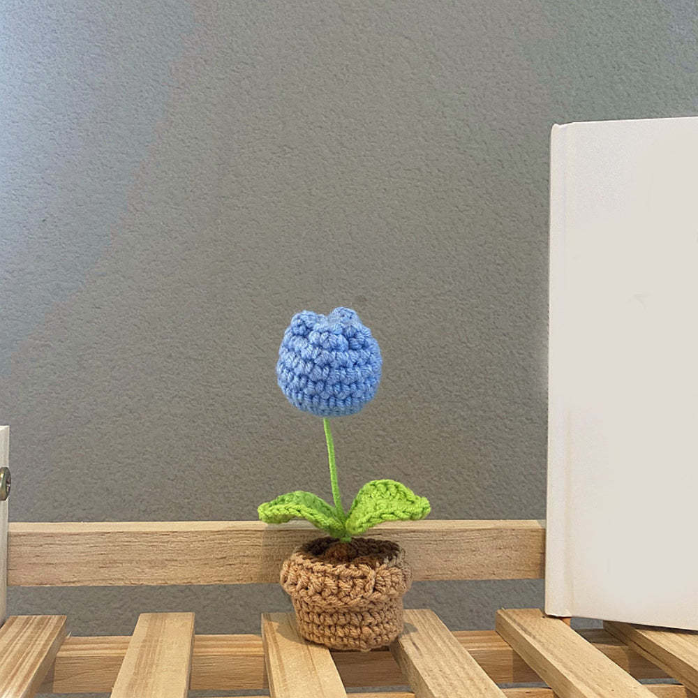 Handmade Crochet Flowers Completed Hand Woven Knitted Potted Plants Gift for Handicraft Lover