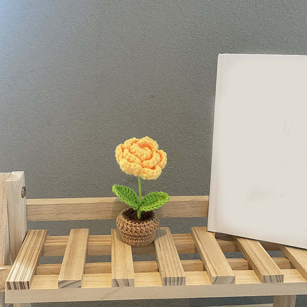 Handmade Crochet Flowers Completed Hand Woven Knitted Potted Plants Gift for Handicraft Lover