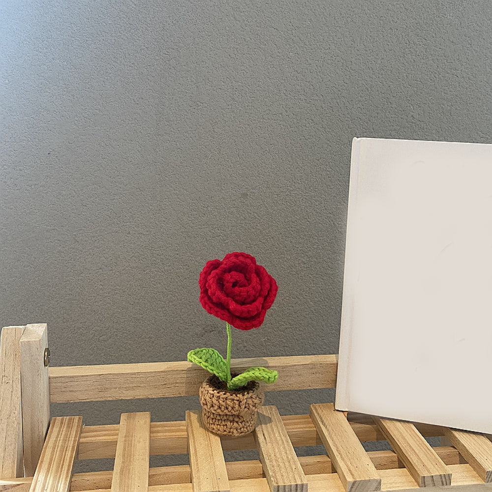 Handmade Crochet Flowers Completed Hand Woven Knitted Potted Plants Gift for Handicraft Lover