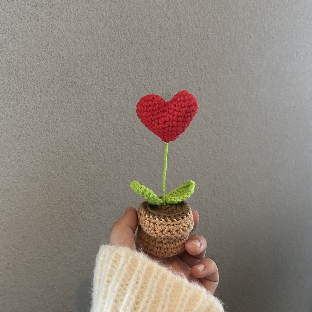 Handmade Crochet Flowers Completed Hand Woven Knitted Potted Plants Gift for Handicraft Lover