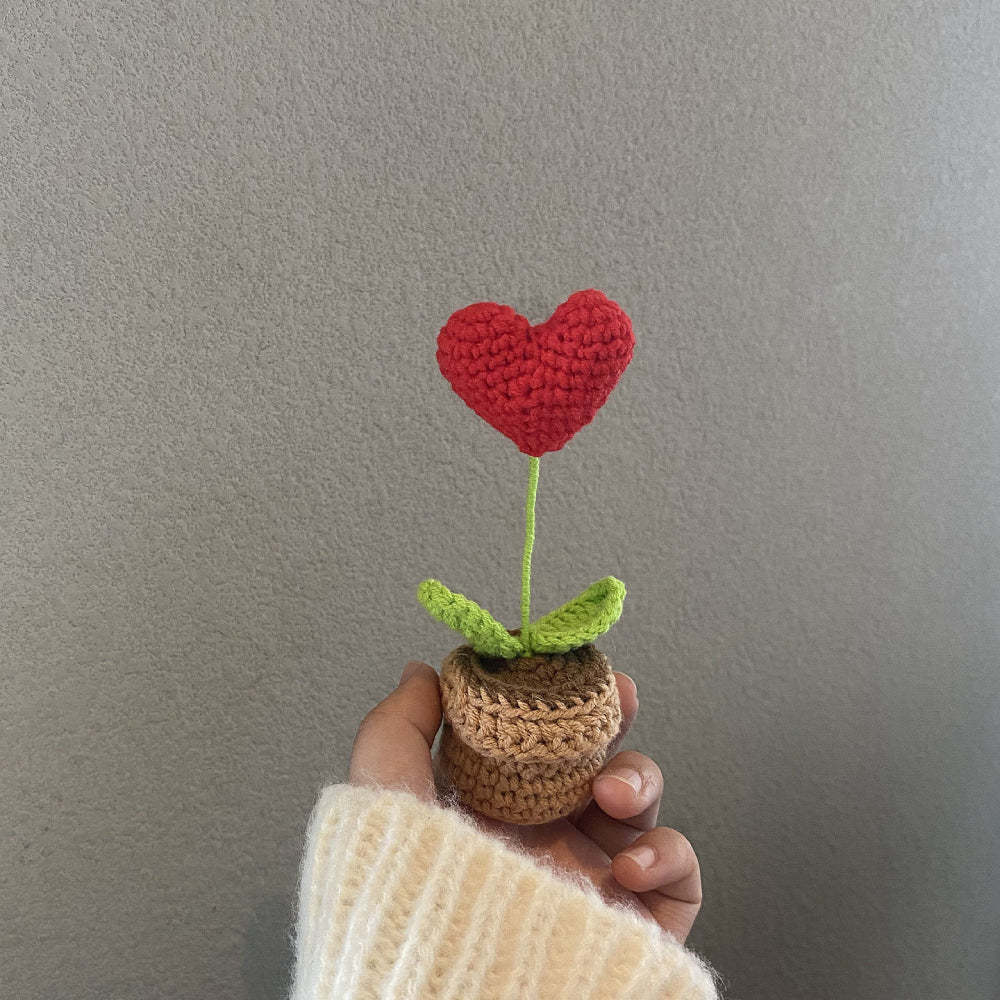 Handmade Crochet Flowers Completed Hand Woven Knitted Potted Plants Gift for Handicraft Lover