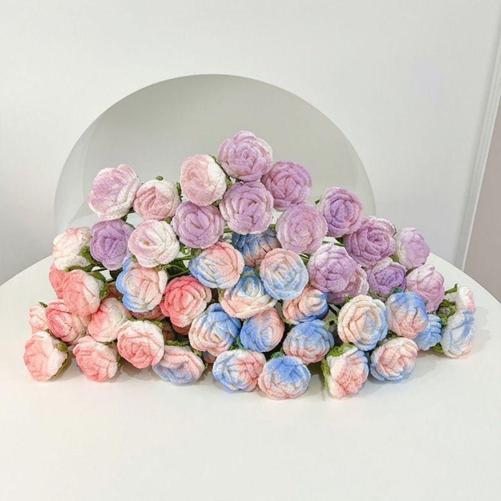 1pc Handmade Knitted Flower Rose Crochet Flower Gift for Her