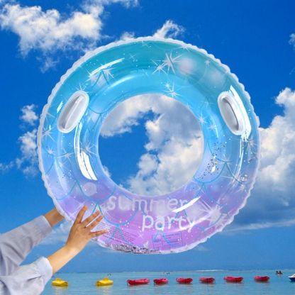 Inflatable Pool Floats Swim Tube Pool Toys Swimming Rings with Confetti Glitter for Swimming Pool Party Supplies