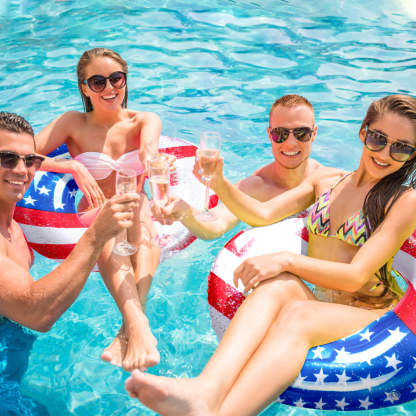 Inflatable Pool Float Tube Cool USA Flag Design Water Swimming Ring for Beach Lake Pool