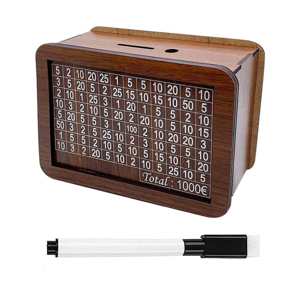 Wooden Money Box Reusable Money Box with Counter Piggy Bank for Adults Kids