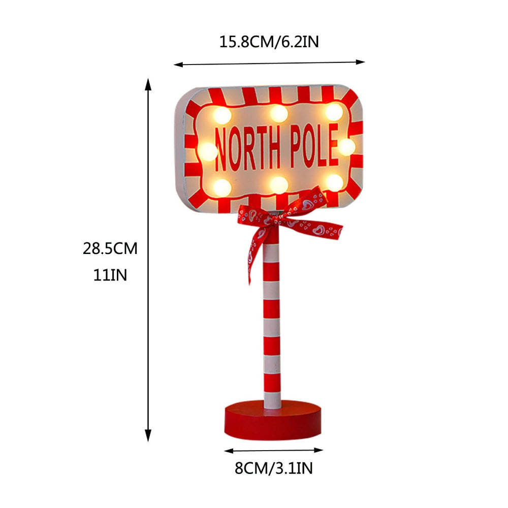 LED Wooden Christmas Light Board For Home Santa Stop Here First Sign Christmas Decoration