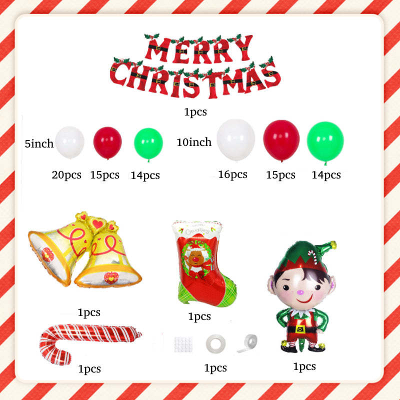Christmas Party Balloons Set with Merry Banner for Christmas Decorations Supplies