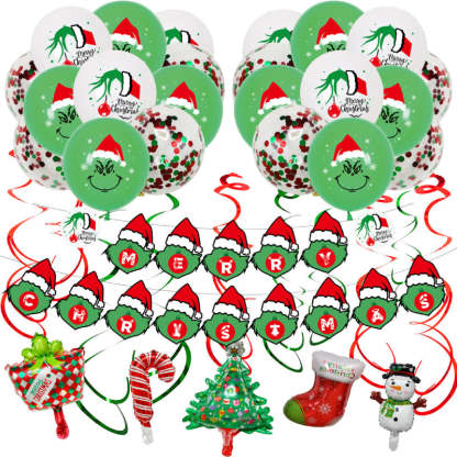 Christmas Party Balloons Set with Banner for Party Decorations Supplies
