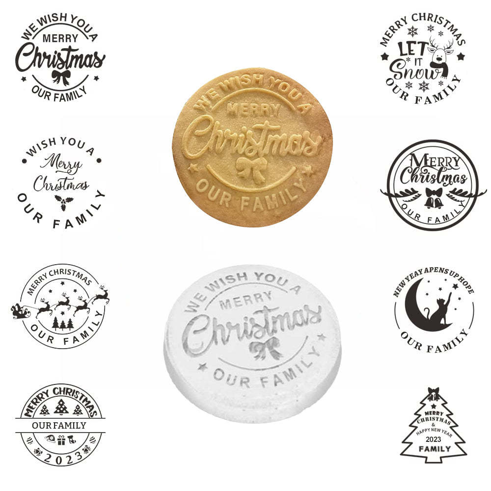 Christmas Cookie Mold With Pattern 3d Raised Design Merry Christmas Cookie Baking Stamp