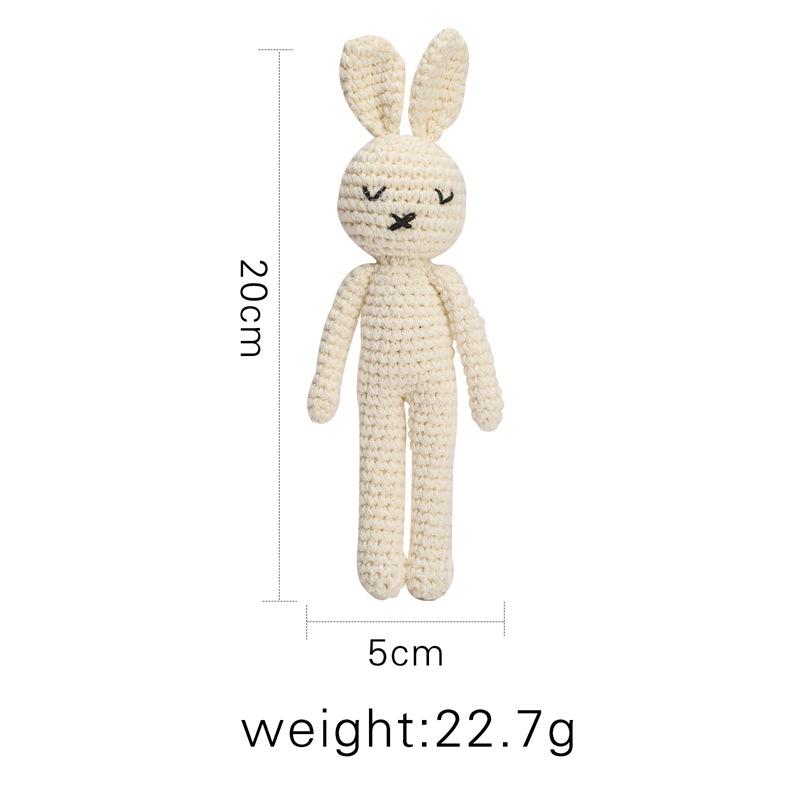 Knitted Dolls Toy Cute Animal Wooden Baby Rattle for Children's Educational Toy