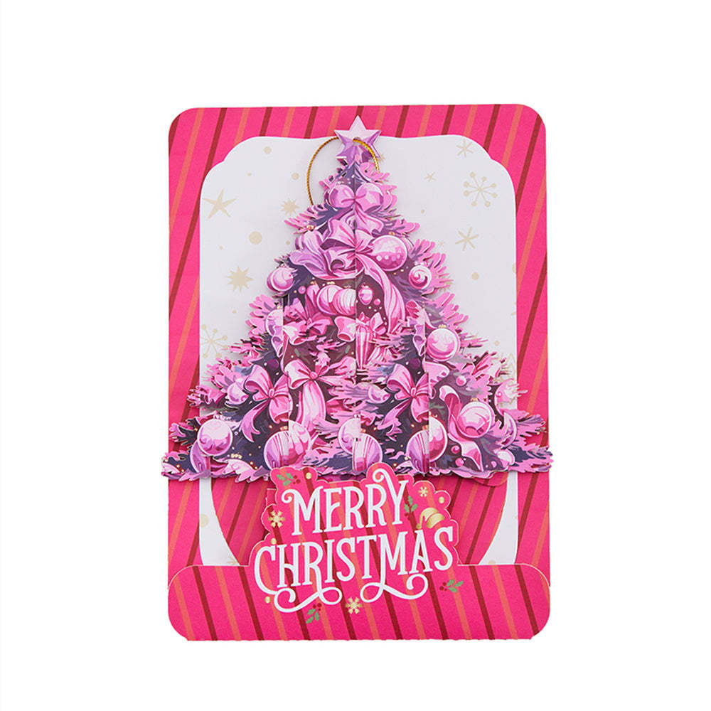 5 Pcs Christmas Tree Ornaments Christmas 3D Pop Up Greeting Card