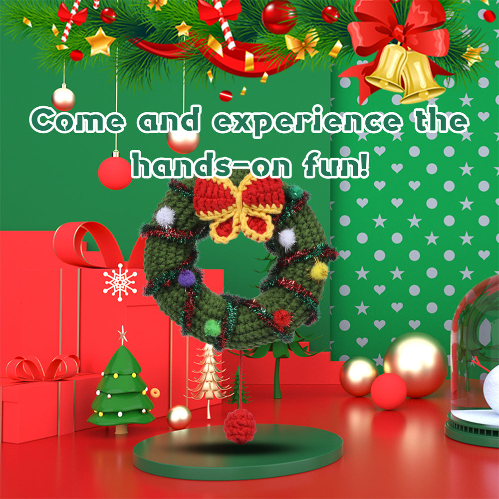 Christmas Wreath DIY Crochet Kit for Beginners with Step-by-Step Video Tutorials Gifts for Adults and Kids