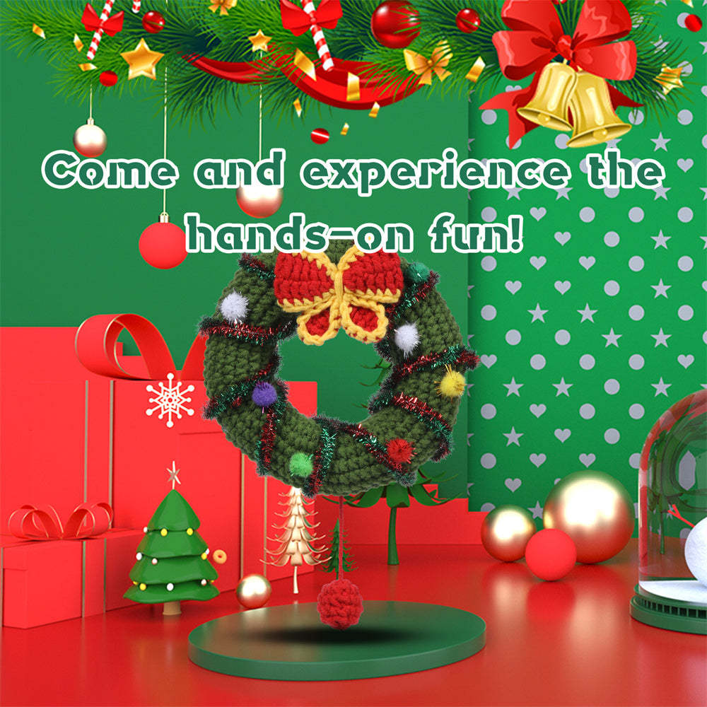 Christmas Wreath DIY Crochet Kit for Beginners with Step-by-Step Video Tutorials Gifts for Adults and Kids