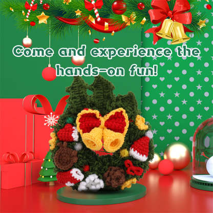 Christmas Wreath DIY Crochet Kit for Beginners with Step-by-Step Video Tutorials Gift for Adults and Kids