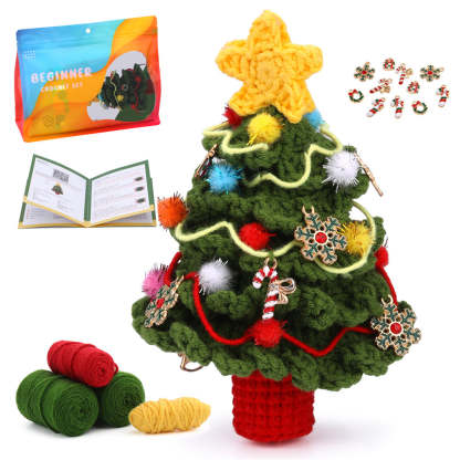 Christmas Tree DIY Crochet Kit for Beginners with Step-by-Step Video Tutorials Gift for Adults and Kids