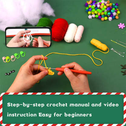 Christmas Snowman DIY Crochet Kit for Beginners with Step-by-Step Video Tutorials Gift for Adults and Kids