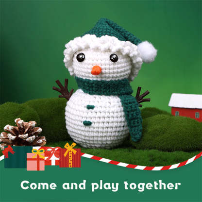 Christmas Snowman DIY Crochet Kit for Beginners with Step-by-Step Video Tutorials Gift for Adults and Kids
