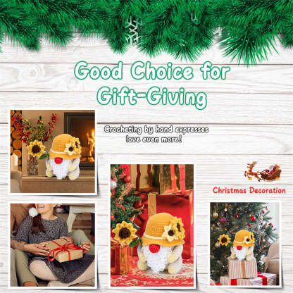 Christmas Gnome DIY Crochet Kit for Beginners with Step-by-Step Video Tutorials Gift for Adults and Kids