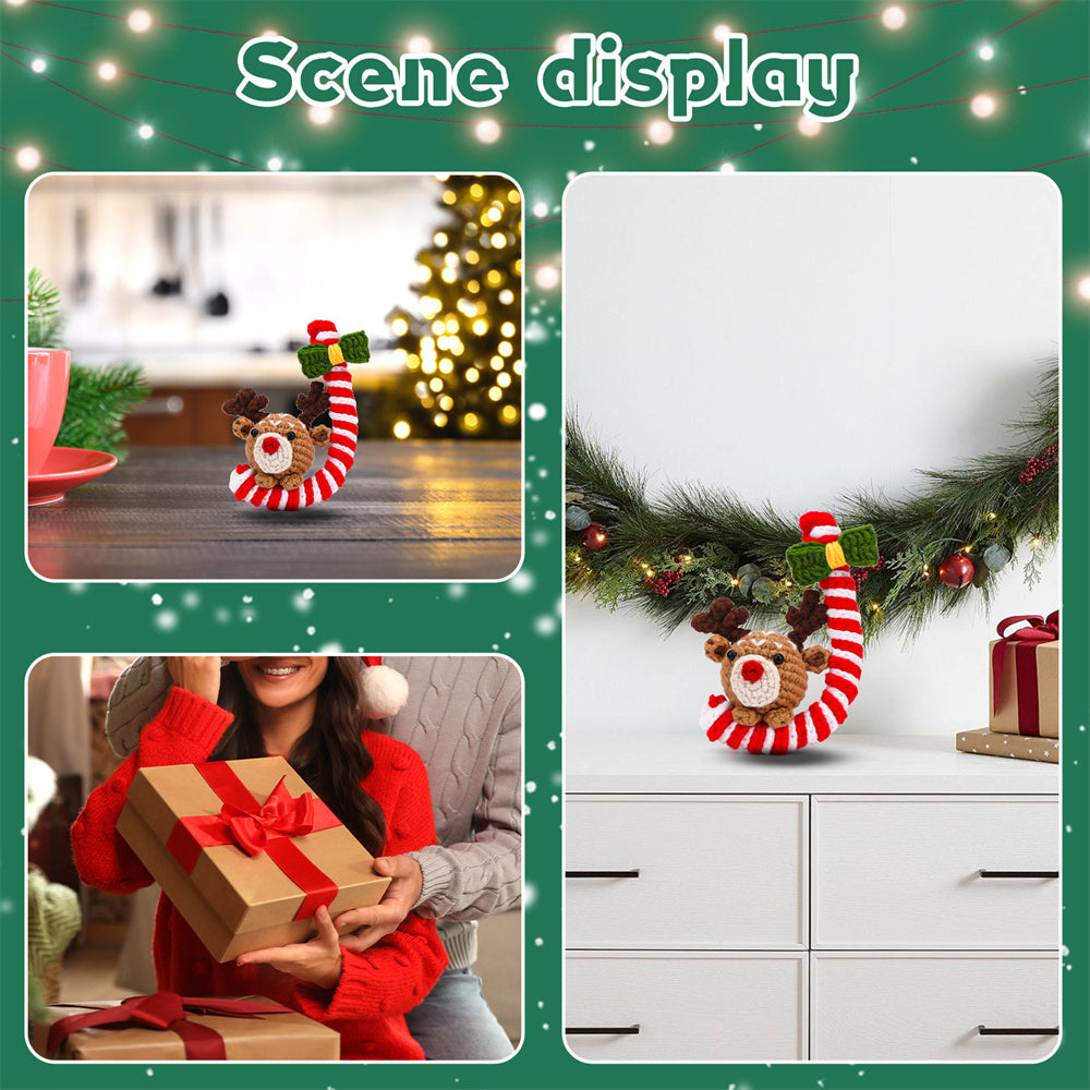 Christmas Crutch Deer DIY Crochet Kit for Beginners with Step-by-Step Video Tutorials Gifts for Adults and Kids