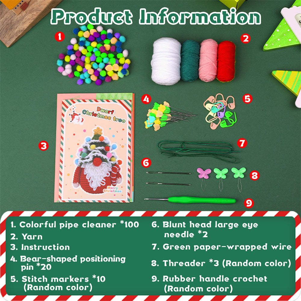 Christmas Gnome DIY Crochet Kit for Beginners with Step-by-Step Video Tutorials Gifts for Adults and Kids