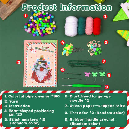 Christmas Gnome DIY Crochet Kit for Beginners with Step-by-Step Video Tutorials Gifts for Adults and Kids