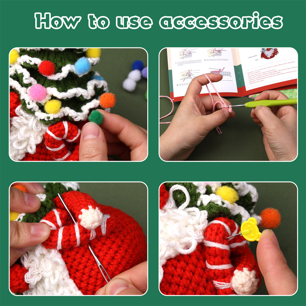 Christmas Gnome DIY Crochet Kit for Beginners with Step-by-Step Video Tutorials Gifts for Adults and Kids